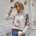 High Quality Women Casual Shirts Custom Tie Dyed Effect Shirt Fashion Long Sleeve Tie Dye T Shirts